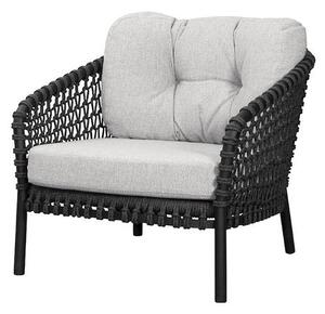 Cane-line - Ocean Large Lounge Chair - Lounge stol - Frame: Cane-line Soft Rope, Dark Grey / Cushion: Light brown, Cane-line Wove - W81 x D90 x H73 x SH40 cm