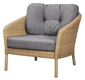 Cane-line - Ocean Large Lounge Chair - Lounge stol - Frame: Natural, Cane-line Flat Weave / Cushion: Dark Grey, Cane-line Wove - W81 x D90 x H73 x SH40 cm