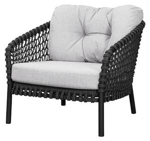 Cane-line - Ocean Large Lounge Chair - Lounge stol - Frame: Cane-line Soft Rope, Dark Grey / Cushion: White grey, Cane-line Link - W81 x D90 x H73 x SH40 cm
