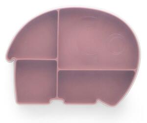 Sebra - Silicone Plate With Lid - Fanto - Barnens tallrik - Vintage Rose - H3 x L26 x W19 cm