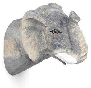 Ferm Living - Animal Hand-Carved Hook - Klädkrok för barn - Elephant - B9,5 x H9,5 x D5 cm