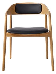 Andersen Furniture - AC2 Chair / Full Upholstery - Matstol - Oak Matt Lacquer / Black Leather - H74 x B58 x D53 x S46 cm