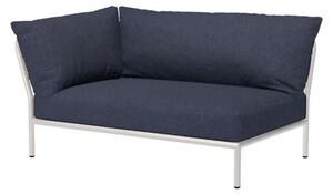HOUE - LEVEL 2 / Left Corner - Trädgårdssoffa - Indigo/Muted White - L139 x W92,5 x H68,5 x SH38 cm