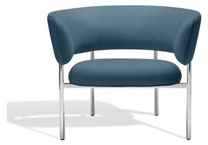 Møbel Copenhagen - Font Lounge Armchair - Lounge stol - Petrol Blue Vidar 733 - Polished Steel Frame - W80 D76 H67 SH38 cm