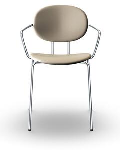 Sibast Furniture - Piet Hein Dining Armchair | Full Upholstery - Matstol - Silk Stone Leather / Chrome - W50 x H80 x SH45 cm