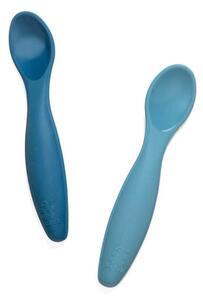 Sebra - Silicone Spoon Set - Bestick för barn - Vintage Blue - H1x L12 x W3 cm