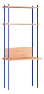 MOEBE - Shelving system - S.200.1.D - Hyllsystem - Oak / Deep Blue - H200 x W86 x D35 cm