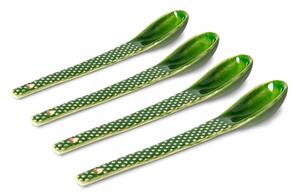 HKLiving - The Emeralds: Ceramic Spoon Textured (Set of 4) - Skedar - Green - 15,5 x 2,5 x 2 cm