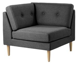 FDB Møbler / Furniture - L42 - Firhøj, Corner Module - Modulär soffa - Eg - Mørkegrå (Edgware), Main Line Flax - H71 x B86 x D86 cm