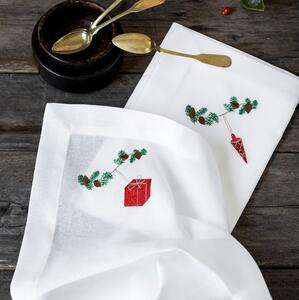 Langkilde & Søn - Christmas napkin - Servetter av tyg - Red gift - ca. 50 x 50 cm