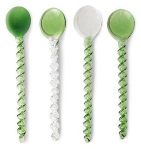 HKLiving - The Emerald Twisted Glass Spoon - Skedar - Green/Clear Mix - 12x2,5x1cm