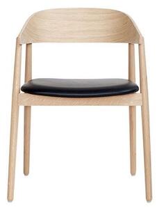 Andersen Furniture - AC2 Chair / Padded Seat - Matstol - Oak / White Pigmented Mat Lacquered / Leather: Black - W58 x H74,5 x L51,5 cm