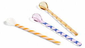 HAY - Glass Spoons - Skedar - Spice - Amber & Light Pink & White - L12 x W1,5 cm (3 pcs)