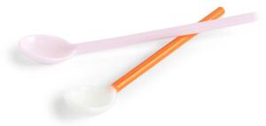 HAY - Glass Spoons - Skedar - Duo - Light Pink & Bright Orange - L15 x W2,5 cm (2 pcs)