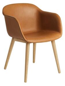 Muuto - Fiber Chair - Wood Base - Matstol - Refine Leather Cognac/Oak - H77 x W54,4 x D56 x SH46 cm