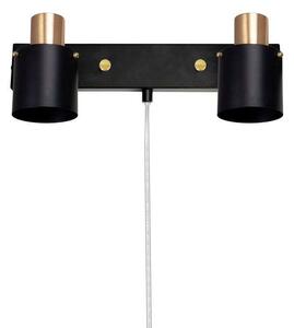 Clark 2 Vägglampa Black/Brushed Brass - Globen Lighting