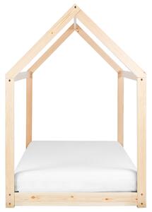 Barnsäng Ljust Furuträ Enkelstorlek 90 x 200 cm med Spjälram Säng för Småbarn Husformad Barnrum Sovrum Beliani