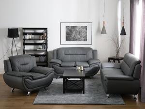 3-sits Soffa Grå Konstläder Kudde Modern Beliani