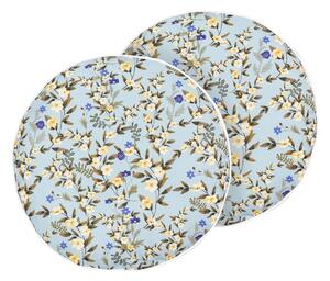 Uppsättning med 2 kuddar för utomhusbruk Blå polyester ⌀ 40 cm Rund kudde med blommönster Trädgård uteplats Beliani