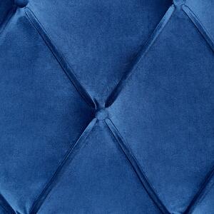 Dubbelsäng med Förvaring Blå Sammetsklädsel 160 x 200 cm Tuftad Hög Sänggavel Lådor Glam Design Beliani