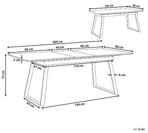 Matbord Vit med Mörk Trä 160 x 90 cm Utdragbar Kök 8 Personer Beliani