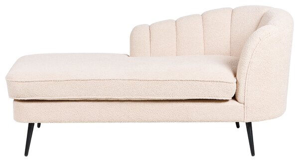 Schäslong Beige Boucle-klädsel Svarta metallben Höger Modern Design Vardagsrumsmöbler Beliani