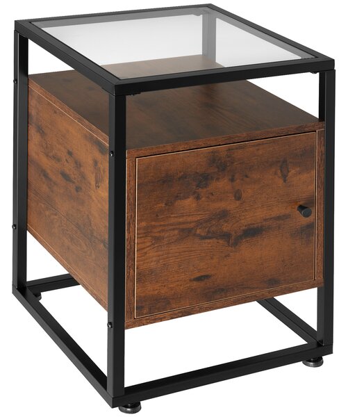 Tectake 404682 sängbord dudley 40x43x60,5cm - industriellt mörkt trä, rustikt