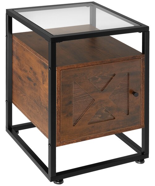Tectake 404686 sängbord kidderminster 40x43x60,5cm - industriellt mörkt trä, rustikt