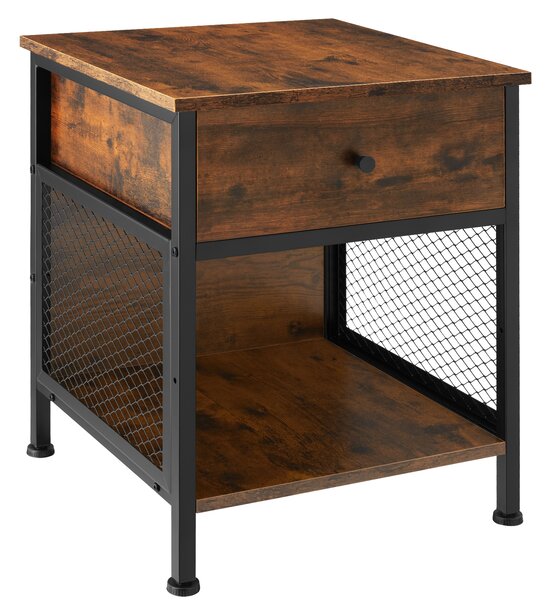 Tectake 404730 killarney sängbord 45x46x55,5cm - industriellt mörkt trä, rustikt