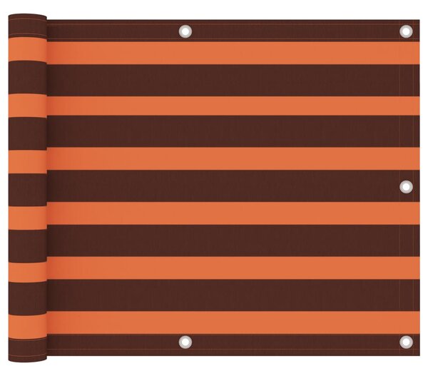 Balkongskärm orange och brun 75x400 cm oxfordtyg