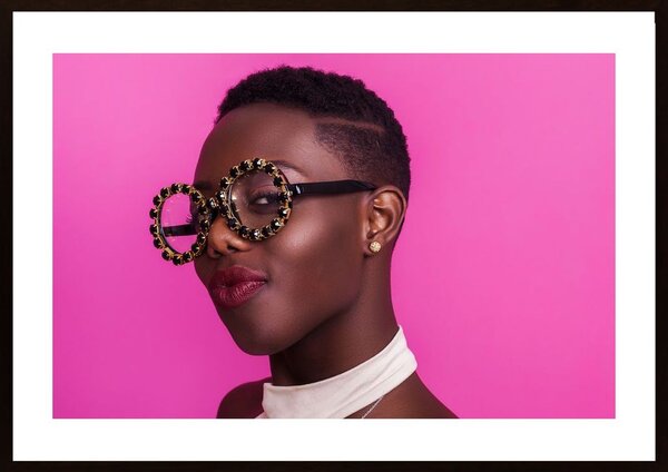 Girl With Spectacular Glasses Pink Poster