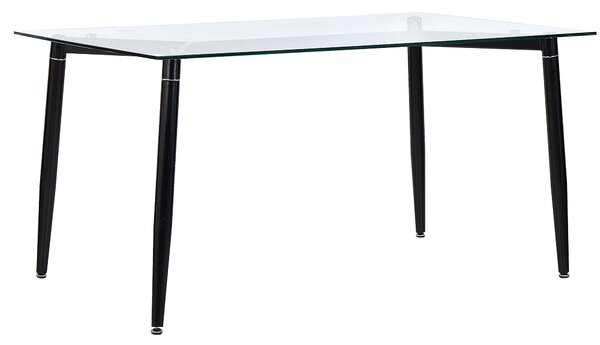 Matbord Genomskinlig Glasskiva Svarta Ben 150 x 90 cm Modern Design Rektangulärt Beliani