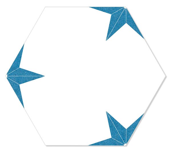 Hexagon Klinker Stella Vit-Blå Mönstrad 22x25 cm