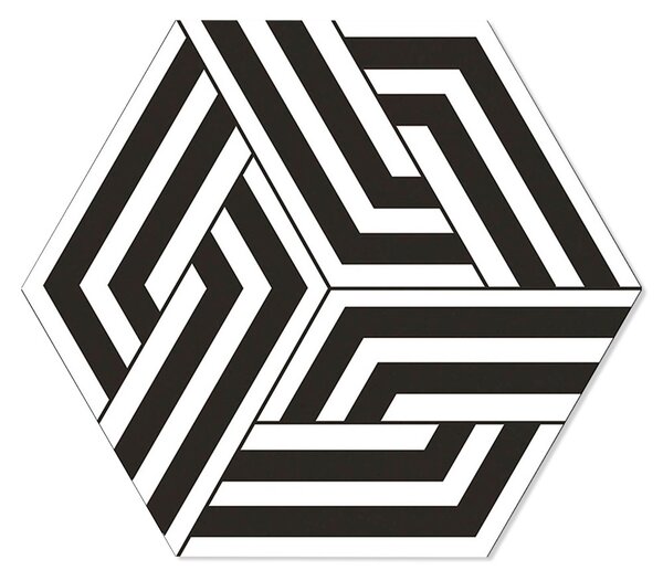 Hexagon Klinker Zebra Vit-Svart Matt 22x25 cm