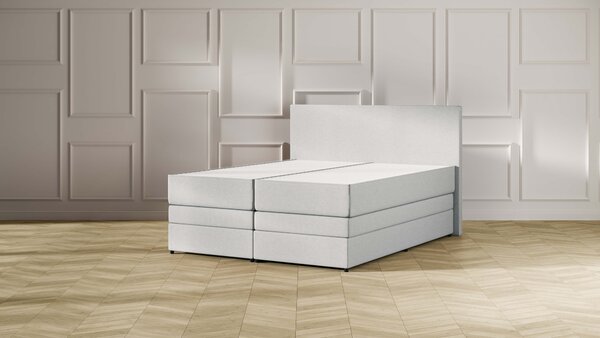 Emma Kontinentalsäng med Förvaring 160x200 cm - Ljusgrå - Vanlig sänggavel