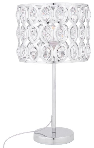 Bordslampa Silvermetall Dekorativa Kristaller Modern Lampskärm Beliani