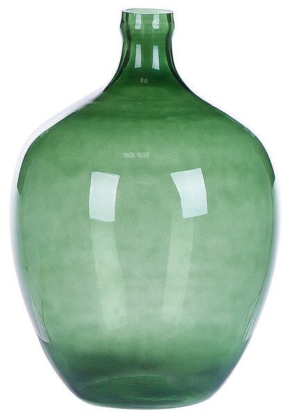 Blomvas Grön Glas 39 cm Handgjord Dekorativ Rund Knoppform Bordsskiva Hem Dekoration Modern Design Beliani