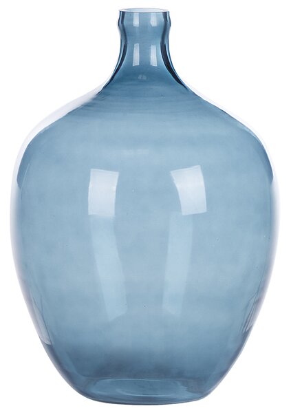 Blomvas Blå Glas 39 cm Handgjord Dekorativ Rund Knoppform Bordsskiva Hem Dekoration Modern Design Beliani