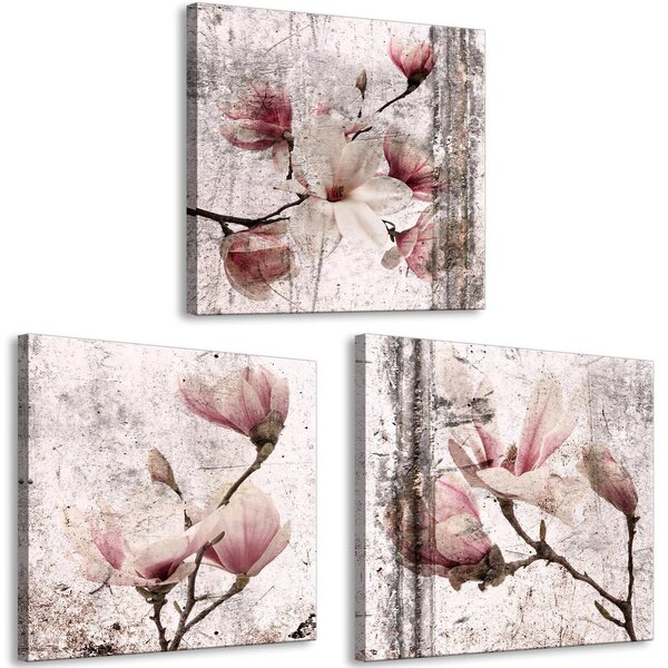 Canvas Tavla - Lyrical Magnolias (3 delar) - 120x40