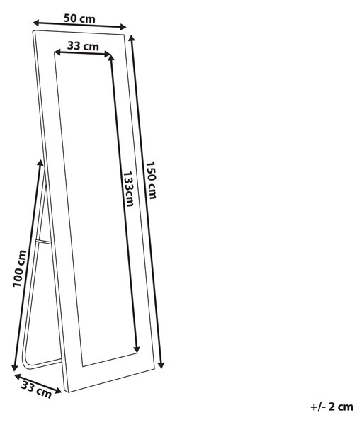 Golvspegel Rosa Sammet 50 x 150 cm med Stativ Dekorativ Ram Glamour Väggdekoration Sovrum Vardagsrum Beliani