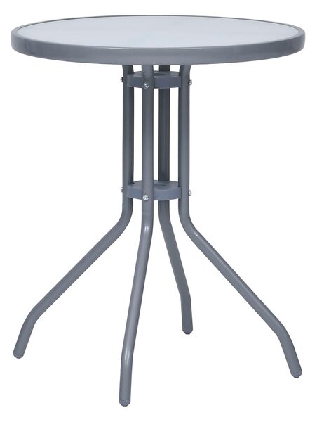 Trädgårdsbord ljusgrå 60 cm stål och glas - Grå
