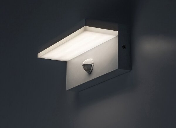 Rabalux 77116-LED vägglampa med sensor för utomhusbruk ZARAGOZA LED/9W/230V IP54 vit