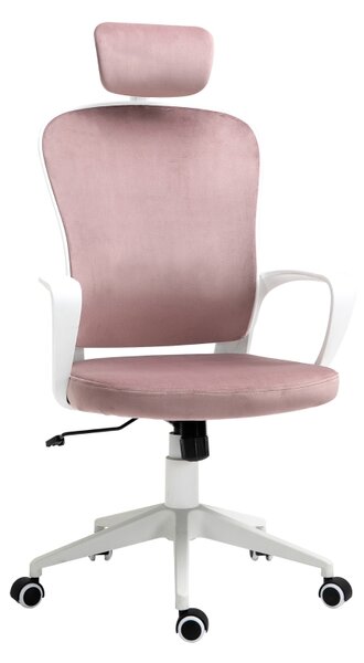 Ergonomisk kontorsstol sammet rosa