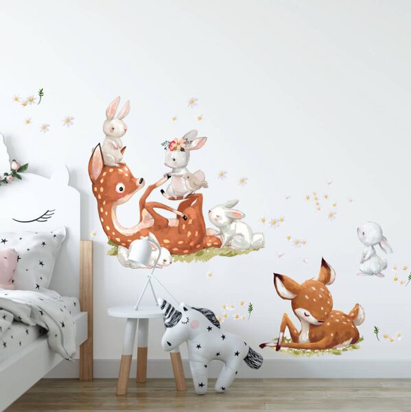 Klistermärken för barn – rådjur med kaniner