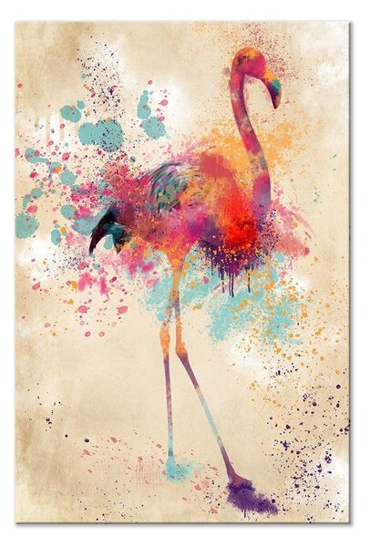 Canvas Tavla - Watercolor Flamingo Vertical - 40x60