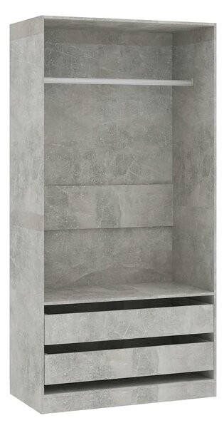 Garderob betonggrå 100x50x200 cm spånskiva - Grå