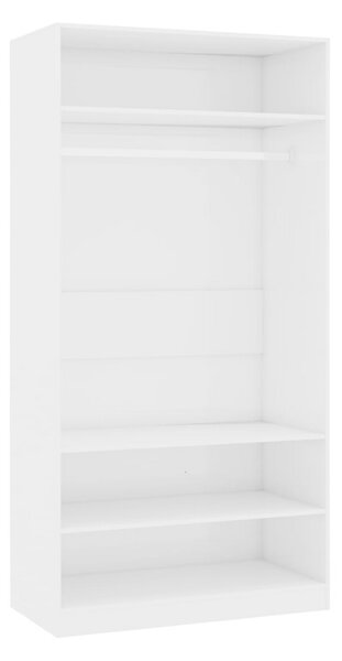 Garderob högglans vit 100x50x200 cm spånskiva - Vit