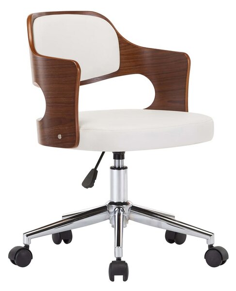 Snurrbar kontorsstol böjträ och konstläder vit - Vit