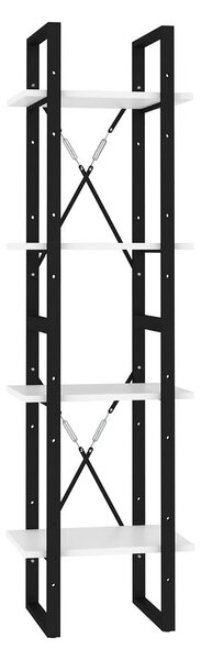 Bokhylla 4 hyllplan vit 40x30x140 cm spånskiva - Vit