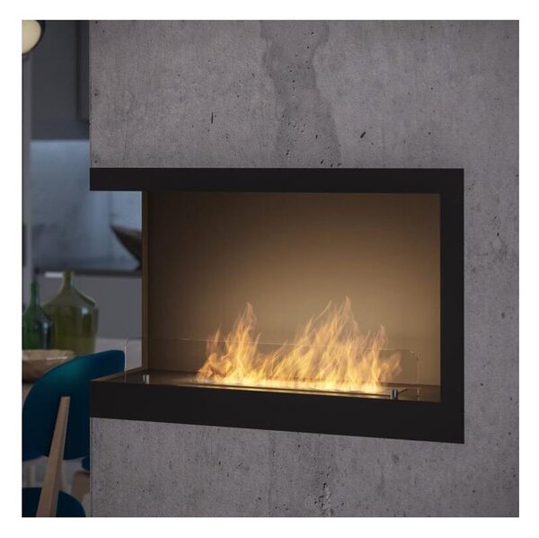 InFire - Corner BIO fireplace 84x54 cm 3kW svart
